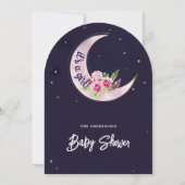 Indigo Star Herfst Roze Bloemen Moon Baby shower Kaart (Achterkant)