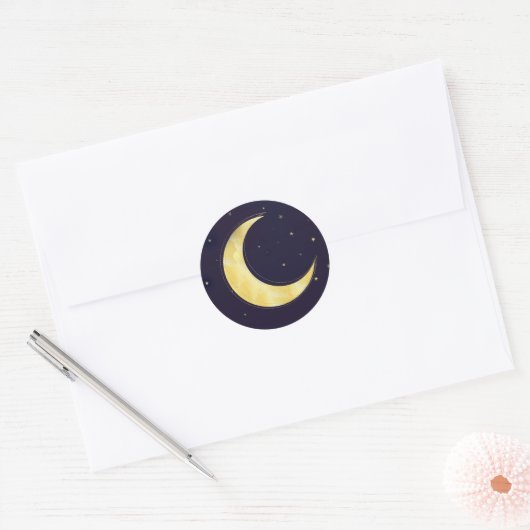 Indigo Star Herfst Roze Bloemen Moon Baby shower Ronde Sticker (Envelop)