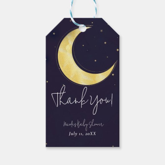 Indigo Star Herfst Yellow Moon Starry Baby shower Cadeaulabel (Voorkant)
