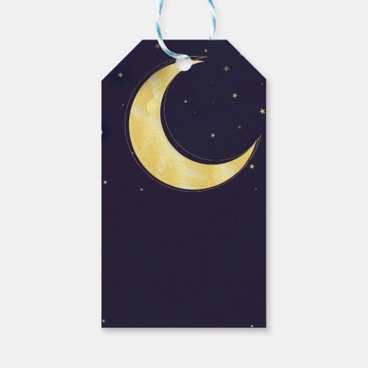 Indigo Star Herfst Yellow Moon Starry Baby shower Cadeaulabel (Achterkant)