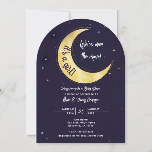 Indigo Star Herfst Yellow Moon Starry Baby shower Kaart (Voorkant)