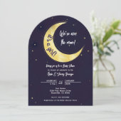 Indigo Star Herfst Yellow Moon Starry Baby shower Kaart (Staand voorkant)