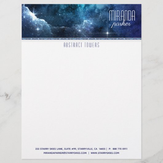Indigo Starfield Star Galaxy Letterhead Briefhoofd (Voorkant)