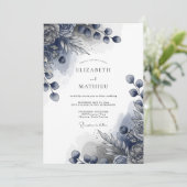 Indigo Stately Winter Wedding Kaart (Staand voorkant)