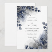 Indigo Stately Winter Wedding Kaart (Voorkant / Achterkant)