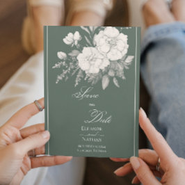 Indigo stijl witte rozen Bewaar de datum Kaart