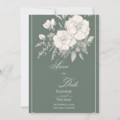 Indigo stijl witte rozen Bewaar de datum Kaart (Voorkant)