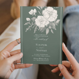 Indigo stijl witte rozen bruiloft kaart