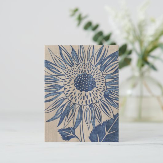 Indigo Sunflower Briefkaart (Staand voorkant)