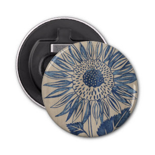 Indigo Sunflower Button Flesopener