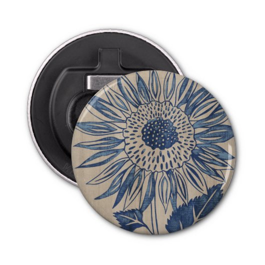 Indigo Sunflower Button Flesopener (Voorkant)