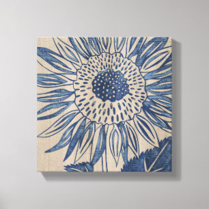 Indigo Sunflower Canvas Afdruk