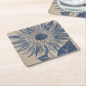 Indigo Sunflower Kartonnen Onderzetters (Schuin)