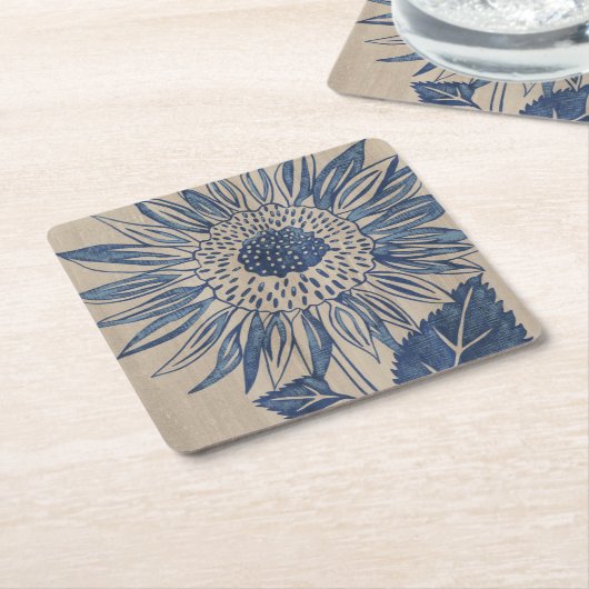 Indigo Sunflower Kartonnen Onderzetters (Schuin)