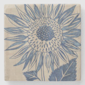 Indigo Sunflower Stenen Onderzetter (Voorkant)