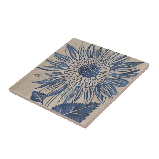 Indigo Sunflower Tegeltje (Zijkant)