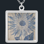 Indigo Sunflower Zilver Vergulden Ketting<br><div class="desc">Floral</div>