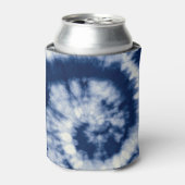 Indigo swirl, stropdas-kleurstof, bohemien. blikjeskoeler (Blikje Voorkant)