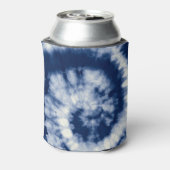 Indigo swirl, stropdas-kleurstof, bohemien. blikjeskoeler (Blikje Achterkant)