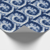 Indigo swirl, stropdas-kleurstof, bohemien. cadeaupapier (Hoek)