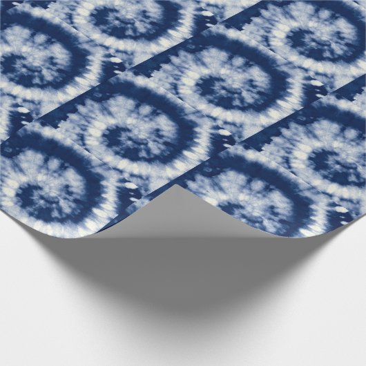 Indigo swirl, stropdas-kleurstof, bohemien. cadeaupapier (Hoek)