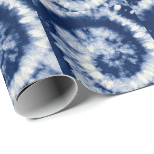 Indigo swirl, stropdas-kleurstof, bohemien. cadeaupapier (Rol Hoek)