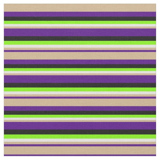 Indigo, Tan, Light Cyan, Green & Black Lines Stof (Close Up)