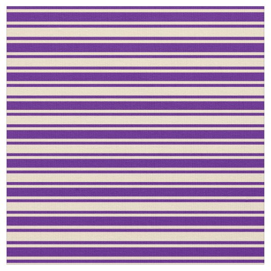 Indigo & Tan Lined/Striped Patroon Stof (Close Up)