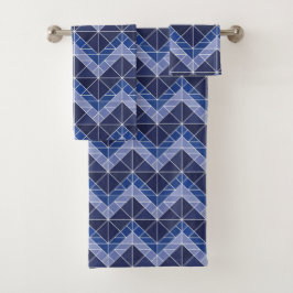 Indigo Tangram Bath Towel Set Bad Handdoek