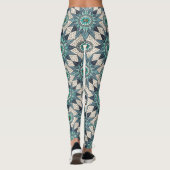 Indigo Teal Kompas Mozaïek – Gebrandschilderd Glas Leggings (Achterkant)