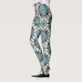 Indigo Teal Kompas Mozaïek – Gebrandschilderd Glas Leggings (Links)