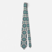 Indigo Teal Kompas Mozaïek – Gebrandschilderd Glas Stropdas (Voorkant)
