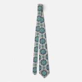 Indigo Teal Kompas Mozaïek – Gebrandschilderd Glas Stropdas (Achterkant)