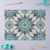 Indigo Teal Kompas Mozaïek – Gebrandschilderd Glas Tissuepapier (Craft)