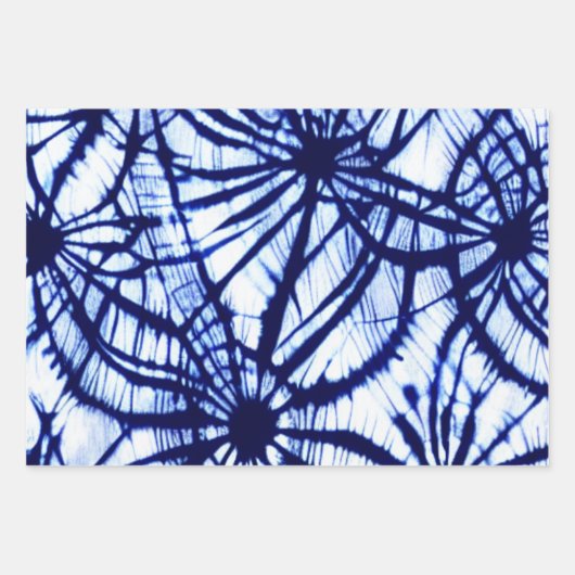 Indigo Tie Dye Spider Web Wrapping Paper (Voorkant 3)