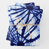 Indigo Tie Dye Spider Web Wrapping Paper (In situ)
