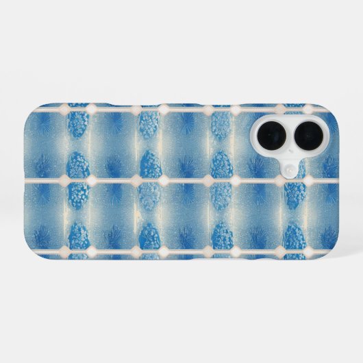 Indigo Tile & Plant Pattern Phone Case iPhone 16 Hoesje (Achterkant horizontaal)