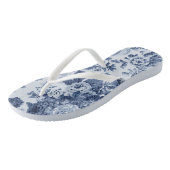Indigo Tone Black & White  Floral Toile Teenslippers (Schuin)