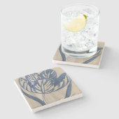 Indigo Tulip Stenen Onderzetter (Zijkant)