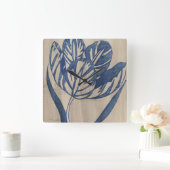 Indigo Tulip Vierkante Klok (Huis)