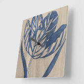 Indigo Tulip Vierkante Klok (Hoek)