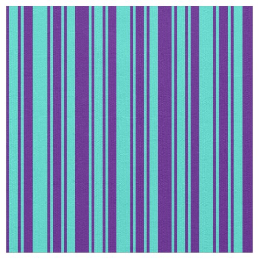 Indigo & Turquoise gekleurde strepen Stof (Close Up)