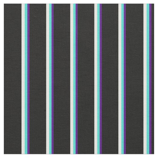 Indigo, Turquoise, Mint Cream & Black Pattern Stof (Close Up)