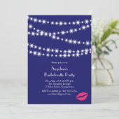 Indigo Twinkle Lights Bachelorette Party Kaart (Staand voorkant)