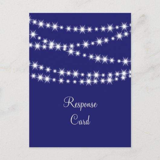 Indigo Twinkle Lights RSVP Uitnodiging Briefkaart (Voorkant)