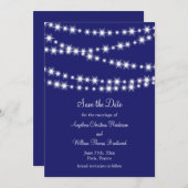 Indigo Twinkle Lights Sla de datum op Save The Date (Voorkant / Achterkant)