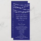 Indigo Twinkle Lights Wedding Program Programmakaart (Voorkant / Achterkant)