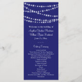 Indigo Twinkle Lights Wedding Program Programmakaart (Voorkant)