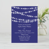 Indigo Twinkle Lights Wedding Uitnodiging (Staand voorkant)