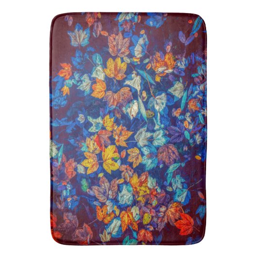 Indigo-valbladeren zwenkpatroon badmat (Voorkant Verticaal)